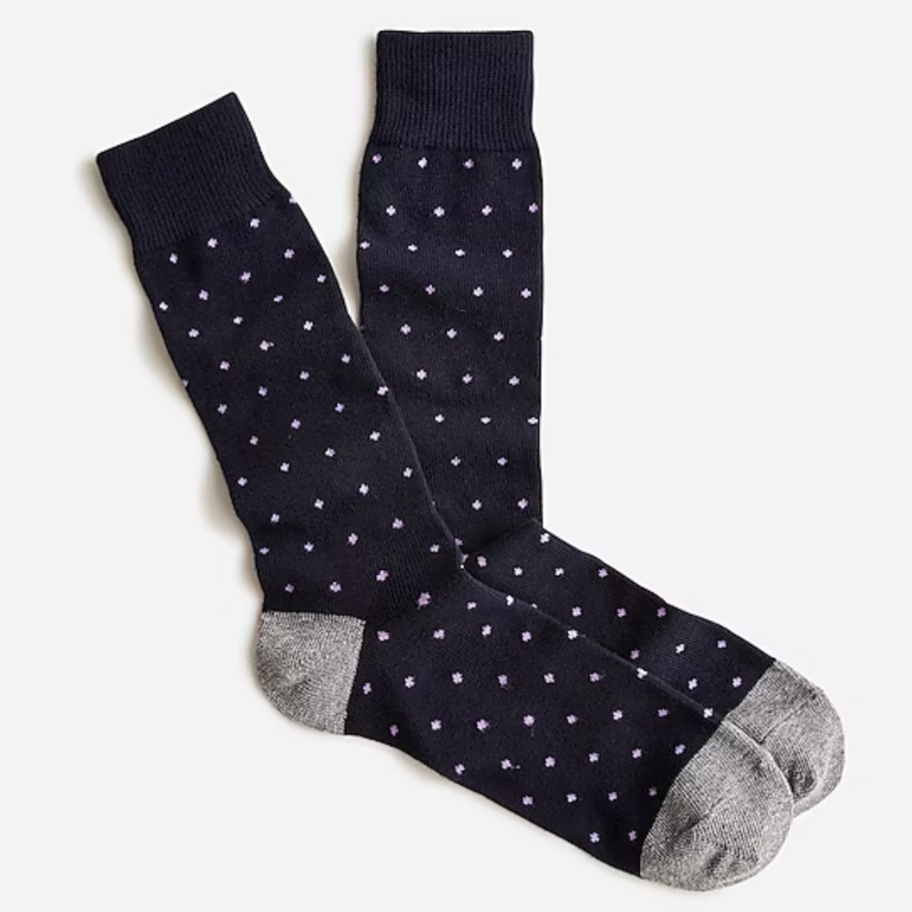 J crew Bird's-eye print socks navy pepper